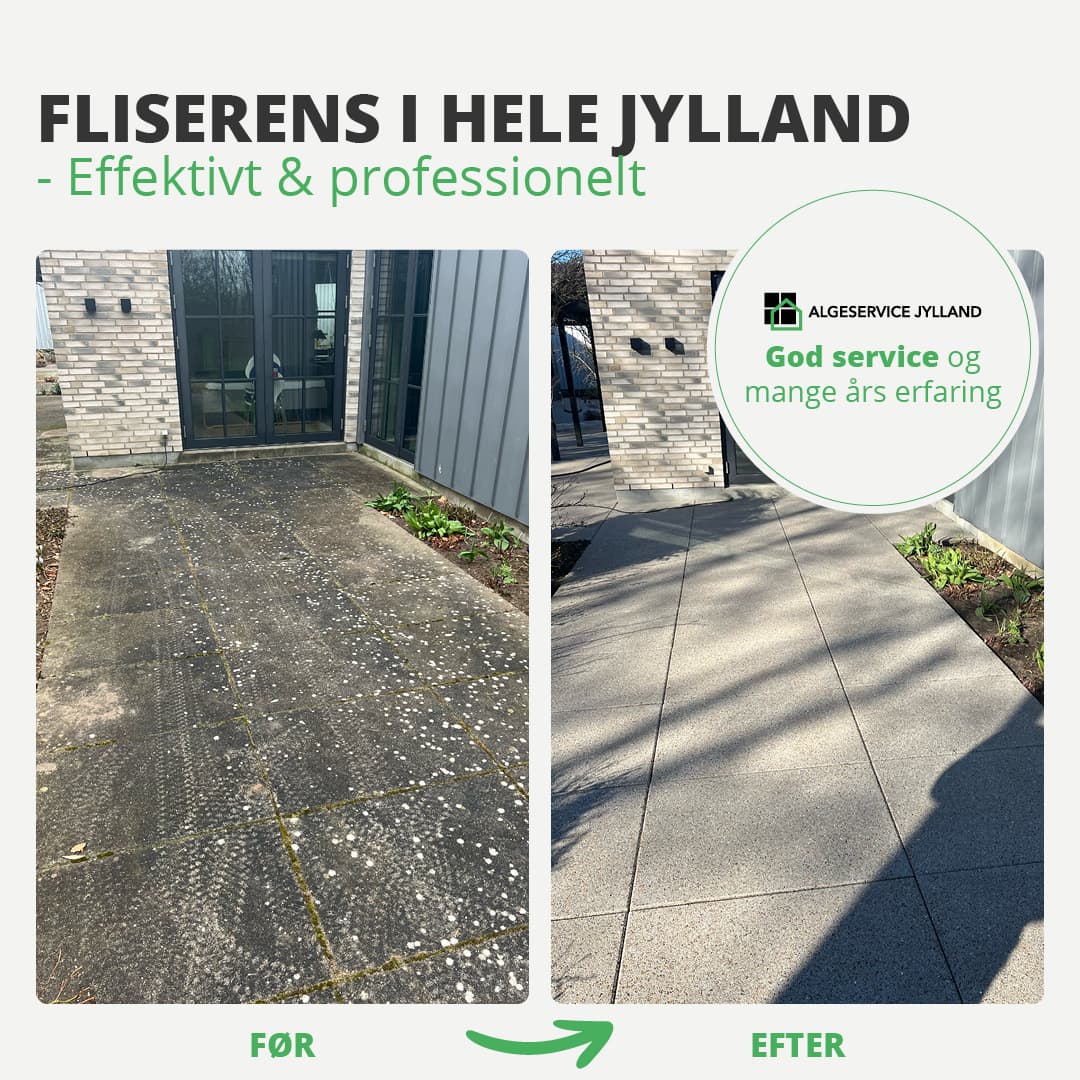 viser før / efter billede af fliserens